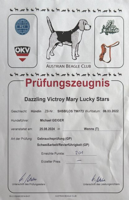 Urkunde von Cassy's Anlagenprüfung